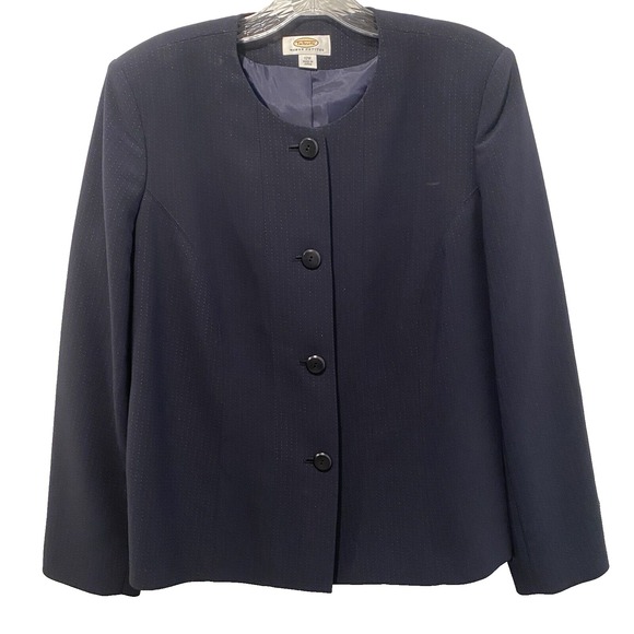 Talbots‎ Woman Petites Black Pinpoint Blazer Jacket Size 12 W Plus - Picture 1 of 6